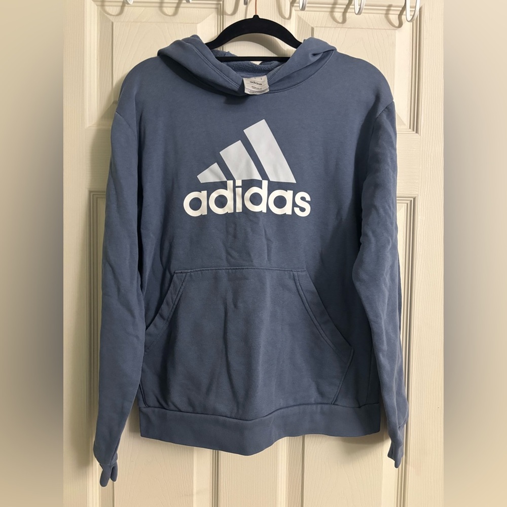 Adidas Steel Blue Sportswear Hoodie Fleece Sweatshirt